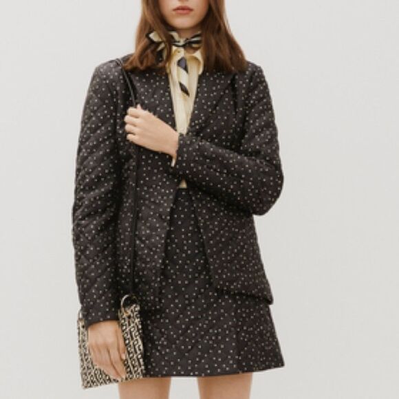 NWT BAUM UND PFERDGARTEN Polka Dot Quilted Blazer Sz 34 Prep School Office - Picture 1 of 10
